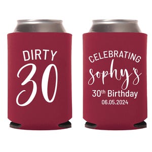 Vuile 30 verjaardag blikjeskoelers, aangepaste verjaardag blikjeskoelers, gepersonaliseerde verjaardag bier knuffels, aangepaste blikjeskoeler verjaardag gunsten (141)