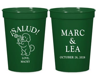 Salud Pet Wedding Stadium Cups, Personalized Pet Wedding Stadium Cup Favors, Customized Stadium Cups Wedding Favor, Custom Stadium Cup (430)