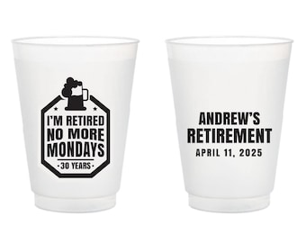 Retirement Party Frosted Cups Favors, Plastic Cups Favors For Retirement Party, Custom Retirement Party Favor, Retirement Frosted Cups (368)