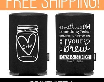 Personalized Wedding Can Cooler Favors, Custom Can Cooler Favors, Custom Beer Huggers Wedding Favors, Personalized Stubby Holder Favors (2)