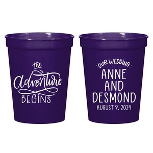 The Adventure Begins Stadium Cups For Weddings, Stadium Cups Favors For Wedding, Custom Stadium Cups Wedding Favor, Custom Stadium Cup (382)