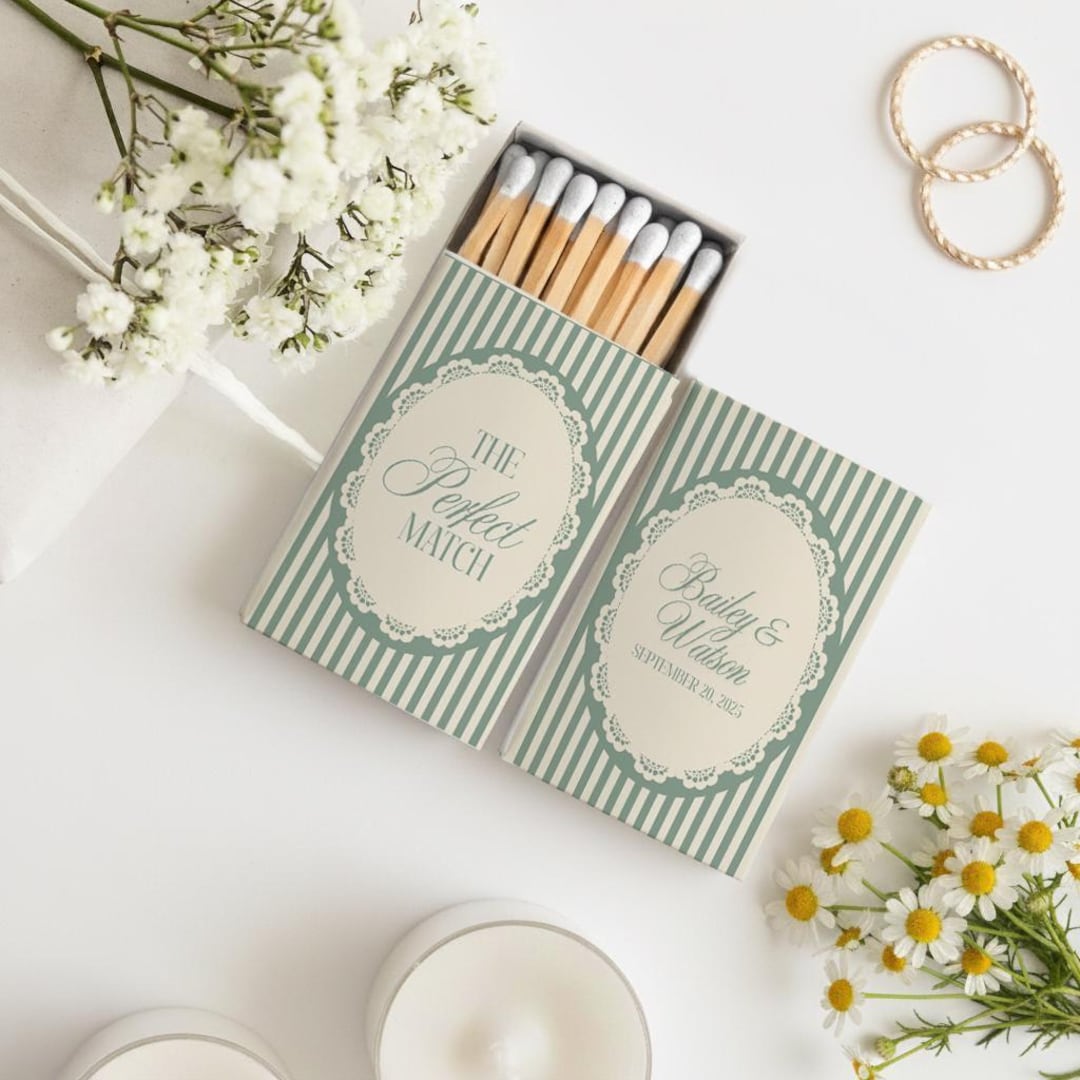 The Perfect Match Matchboxes Wedding Favor, Customized Matchboxes Wedding Favors, Personal
