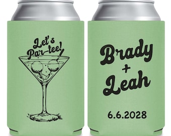 Custom Let's Par-Tee Golf Wedding Can Coolers, Personalized Golf Wedding Can Cooler Favors, Personalized Can Cooler Favors for Wedding (457)