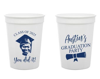 Custom Portrait Graduation Party Stadium Cups, Personalized Portrait Graduation Party Stadium Cup Favors, Graduation Party Stadium Cup (390)