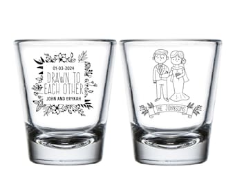 Wedding Shot Glass, Shot Glass, Wedding Party Shot Glasses, Personalized Printed Shot Glasses for Weddings, Wedding Party Gifts (111)