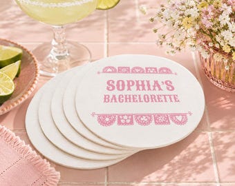 Bachelorette Coasters, Fiesta Bachelorette Coasters, Personalized Coasters, Bridal Shower Coasters, Mexican Theme Party Coaster Favors (461)