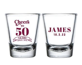 Custom Shot Glasses for Birthday Parties, 50th Birthday Shot Glasses, Custom Birthday Shot Glass Favors, Customized Birthday Shot Glasses