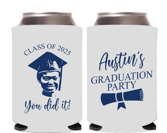 Custom Portrait Graduation Party Can Coolers, Personalized Portrait Graduation Party Can Coolers Favors, Graduation Party Beer Huggers (390)