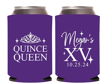 Quinceañera Party Beer Hugger, Custom Quinceañera Can Cooler Favor, Personalized Quinceañera Can Cooler Favor, Quinceañera Can Coolers (318)