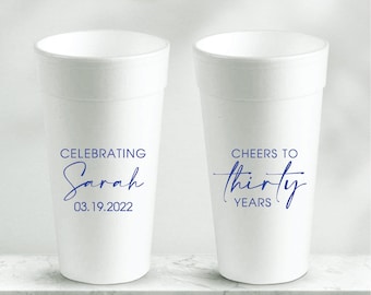 Birthday Foam Cups, Customized Birthday Cups, Personalized Birthday Cup Favors, Customized Birthday Foam Cups, 20oz Foam Cup Favors (166)