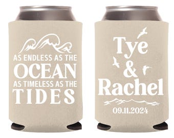 As Endless As The Ocean Can Coolers - Custom Wedding Can Coolers - Personalized Can Coolers - Wedding Favors- Wedding (81)