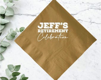 Custom Printed Retirement Napkin Mementos, Stylish Retirement Napkin Keepsakes, Elegant Retirement Party Napkin Tokens, Custom Napkins (36)