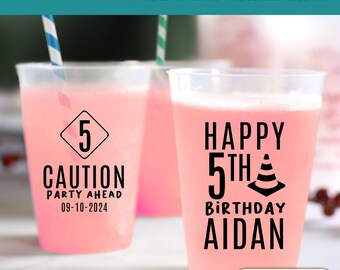 Party Ahead Birthday Frosted Cups, Custom Birthday Frosted Cups, Custom Frosted Cups as Birthday Favors, Frosted Cups for Birthdays (140)