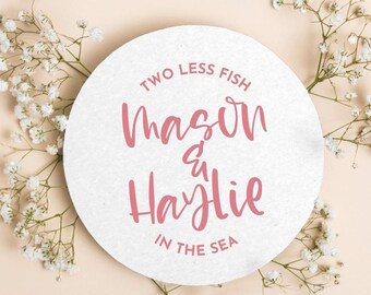 Two Less Fish In The Sea Custom Wedding Coaster Favors, Personalized Wedding Coaster Favors, Customized Coaster Favors, Custom Coasters (27)