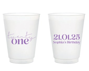 21St Birthday Frosted Cups Favors, Custom 21St Birthday Frosted Cups, Frosted Cups Favors For Birthday, Twenty One Frosted Cups Favors (376)