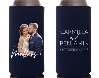 Personalized Full Color Wedding Slim Can Cooler Favors, Customized Wedding Photo Slim Can Coolers Favors, Custom Photo Slim Can Cooler (409)