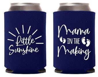Little Sunshine Can Coolers, Mama In The Making Baby Shower Can Cooler, Custom Baby Shower Can Cooler Favors, Custom Beer Hugger Favor (232)
