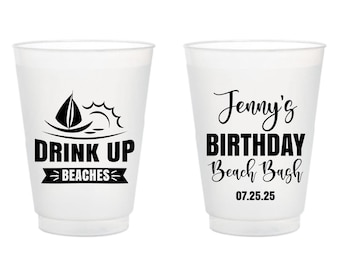 Happy Birthday Party Cups, Custom Birthday Party Cups, Shatterproof Plastic Cups, Frosted Plastic Cups, Party Favor Cups, Plastic Cups (365)