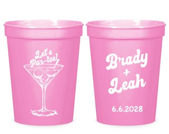 Custom Let's Par-Tee Golf Wedding Stadium Cups, Personalized Golf Wedding Stadium Cup Favor, Customized Stadium Cup Favors for Wedding (457)