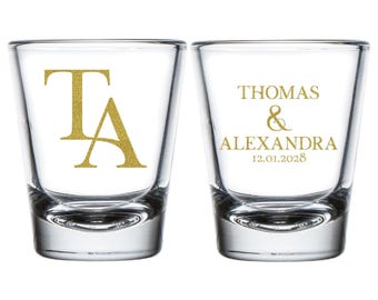 Custom Wedding Shot Glass Favors, Personalized Wedding Shot Glass Favors, Shot Glasses For Weddings, Wedding Party Shot Glass As Favor (379)