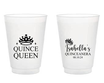 Custom Quinceañera Frosted Cup Favors, Quinceañera Party Plastic Cups, Personalized Quinceañera Frosted Cups, Quinceañera Frosted Cups (318)