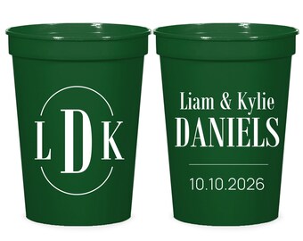 Custom Monogram Stadium Cups, Custom Monogram Plastic Cups Wedding Favors, Personalized Stadium Cup Wedding Favors, Custom Wedding Cup (179)