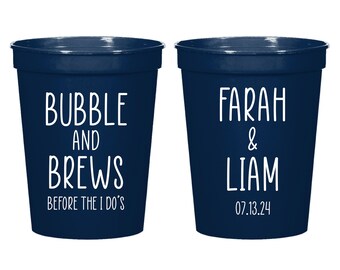 Bubble And Brews Before The I Do's Custom Stadium Cups,  Customized Stadium Cups as Favors for Weddings, Custom Stadium Cups as Favors (307)