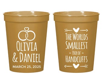 The World'S Smallest Pair Of Handcuffs Wedding Stadium Cups, Wedding Stadium Cup Favor, Custom Wedding Stadium Cup Favors, Stadium Cup (401)
