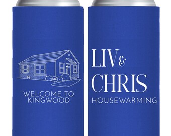 Personalized Venue Slim Can Coolers, Wedding Venue Slim Can Cooler Favors, Customized Wedding Slim Can Cooler Favors, Slim Can Coolers (429)