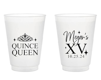 Quinceañera Party Plastic Cups, Quinceañera Frosted Cups, Custom Quinceañera Frosted Cup Favors, Personalized Quinceañera Frosted Cups (317)