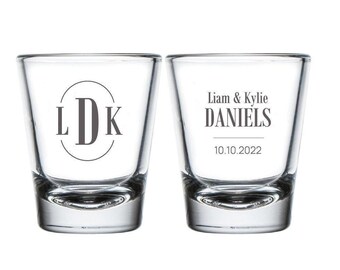 Custom Monogram Wedding Shot Glasses, Personalized Monogram Shot Glasses Wedding Favors, Custom Wedding Shot Glasses, Shot Glass Favor (179)