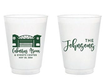 Custom Wedding Venue Illustration Plastic Cups, Plastic Cups Favors, Frosted Cup Wedding Favor, Personalized Wedding Frosted Cup Favor (217)