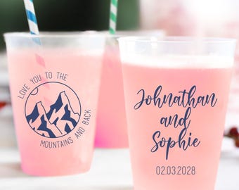 Custom Frosted Cups, Custom Plastic Cups Wedding Favor, Custom Wedding Frosted Cup Favors, Wedding Plastic Cup Favors, Custom Cup Gift (183)