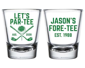 Let's Par-Tee Golf Birthday Shot Glasses, Customized 40th Birthday Shot Glasses, Fore-Tee Golf Birthday Shot Glass, Shot Glasses Favor (426)