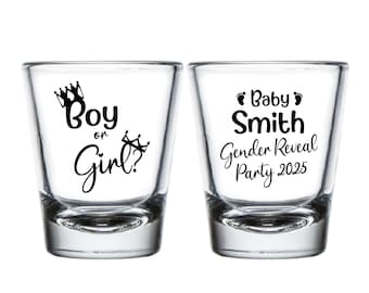 Boy Or Girl Shot Glasses, Customized Gender Reveal Shot Glass, Custom Gender Reveal Shot Glass, Boy Or Girl Gender Reveal Shot Glasses (393)