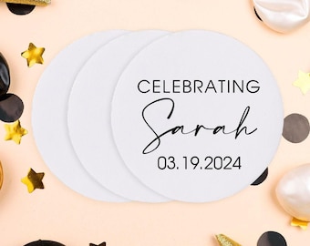 Custom Birthday Coasters, Personalized Table Decor, Elegant Party Favor Coasters, Gift, Customized Keepsake, Custom Birthday Coasters (352)