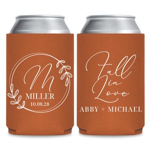 Fall In Love Can Cooler, Coolers, Personalized Wedding Can Cooler, Wedding Can Cooler, Can Cooler, Wedding Party Gifts, Wedding Gift (414)