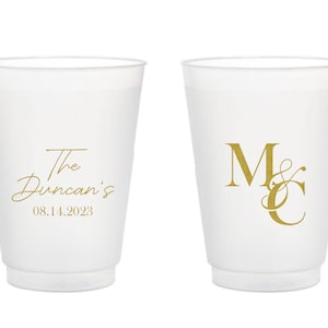 Custom Wedding Frosted Cups, Personalized Frosted Cups for Wedding, Custom Wedding Plastic Cup Favor, Custom Plastic Cup Wedding Favor (319)