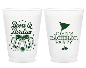 Beers & Birdies Frosted Cups, Bachelor Party Frosted Cup Favor, Custom Frosted Cups Bachelor Party Favor, Customized Frosted Cup Favor (464)
