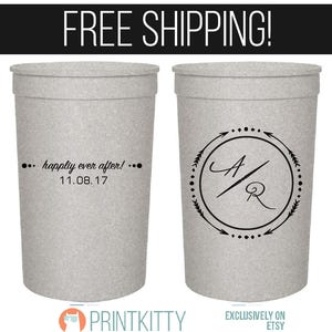Personalized Wedding Stadium Cups as Favors - Personalized Wedding Cups, 16oz Customized Party Cups, Custom Plastic Cups, Wedding Favor Cups