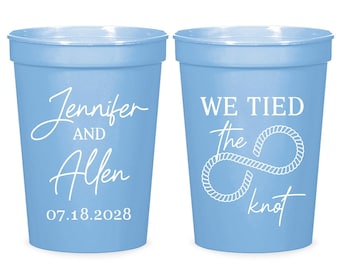 We Tied The Knot Stadium Cups, Personalized Wedding Stadium Cup, We Tied The Knot Stadium Cup Favor, Custom Stadium Cup Wedding Favors (406)