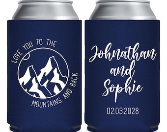 Love You To The Mountains And Back Wedding Can Coolers, Personalized Wedding Can Coolers, Custom Wedding Favors, Wedding Can Coolers (183)