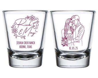 Customized Shot Glass Favors, Personalized Shot Glass Favors, Custom Shot Glass Favors, Portrait Shot Glass Favor, Custom Shot Glasses (428)