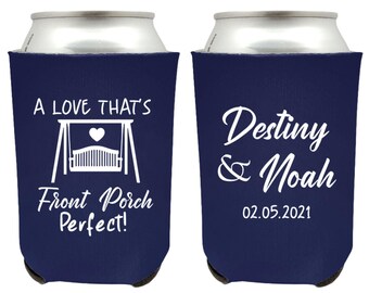 Front Porch Perfect Wedding Can Coolers, Custom Wedding Can Coolers, Personalized Wedding Can Coolers, Custom Coolers Wedding Favors (137)