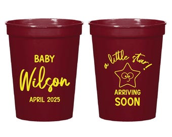 Custom Baby Shower Stadium Cups, Personalized Baby Shower Plastic Cup Favors, Baby Shower Stadium Cup, Personalized Stadium Cups Favor (370)