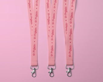 Sports Team Lanyard, Fan Lanyard, Custom Pink Lanyards, Dodgers Fan Accessory, Personalized Team Lanyard, Custom Pink and Red Lanyards (449)