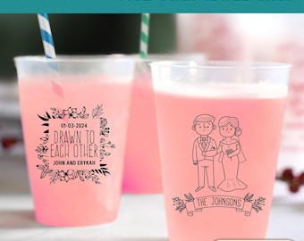 Frosted Plastic Personalized Cups, Wedding Cup, Wedding Plastic Frosted Cups, Plastic Frosted Wedding Cup, Plastic Wedding Frosted Cup (111)