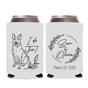 Personalized Pet Wedding Can Cooler Favors, Custom I Do Too Pet Wedding Can Cooler, Dog Wedding Can Cooler Favor, Pet Can Cooler Favor (400)