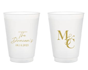 Custom Wedding Frosted Cups, Personalized Frosted Cups for Wedding, Custom Wedding Plastic Cup Favor, Custom Plastic Cup Wedding Favor (319)