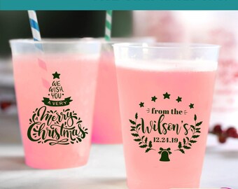 Custom Christmas Party Cups, Custom Christmas Plastic Cups, Frosted Christmas Cups, Custom Christmas Party Beer Cups, Christmas Cups (124)